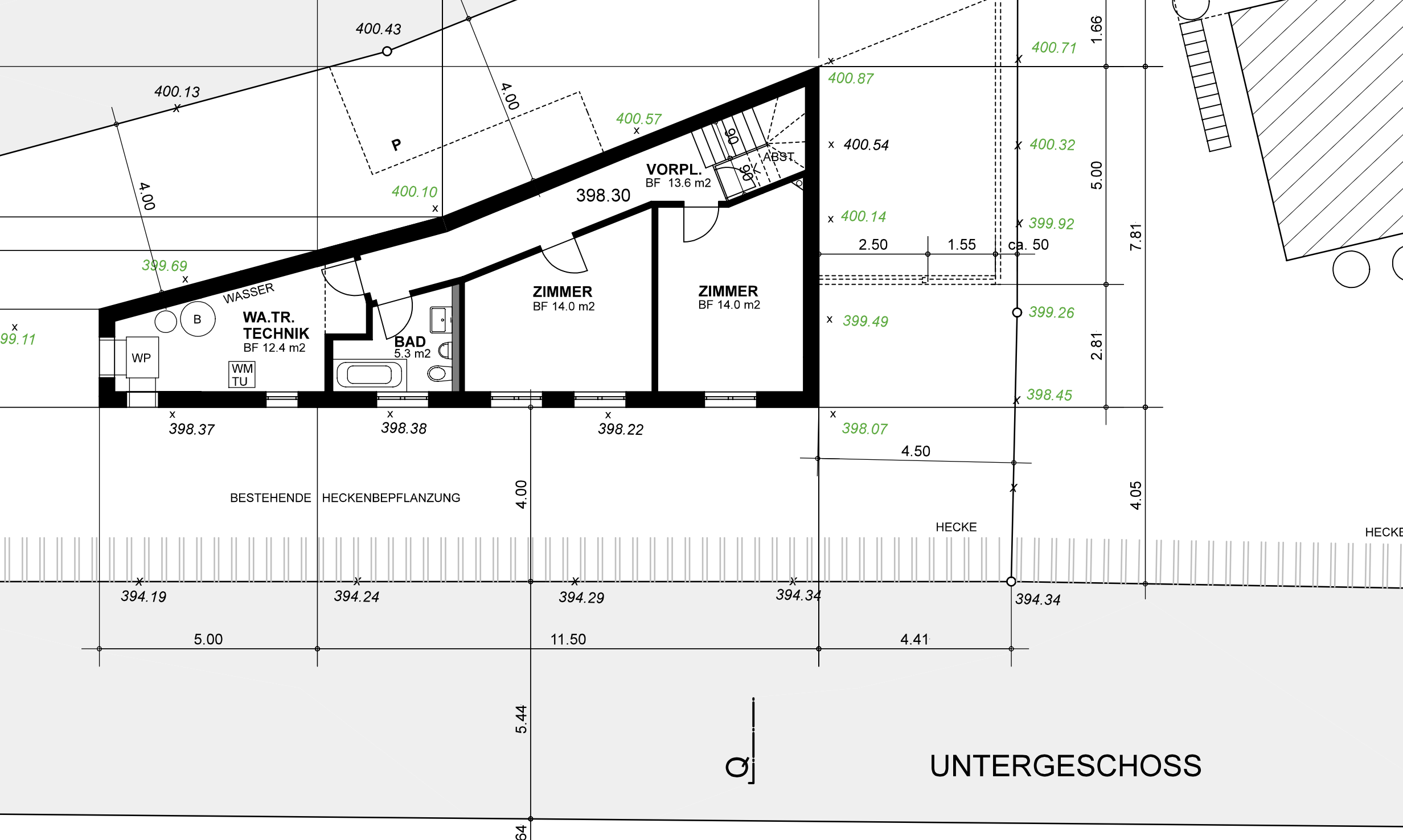 Lower floor plan of Villa 77 — two bedrooms, bathroom and utility room